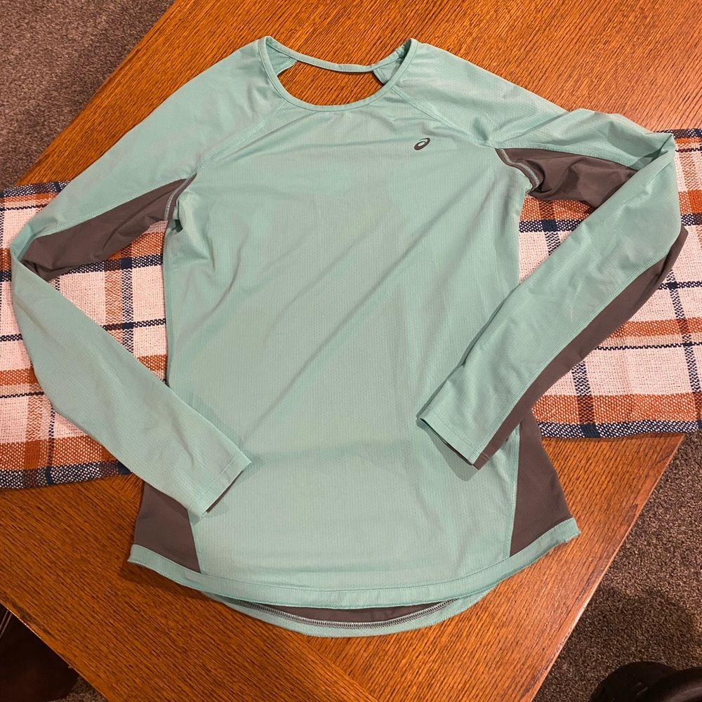 Asics WOMEN'S Mint Green Color Block Relaxed Cutout Athletic Top Size Small